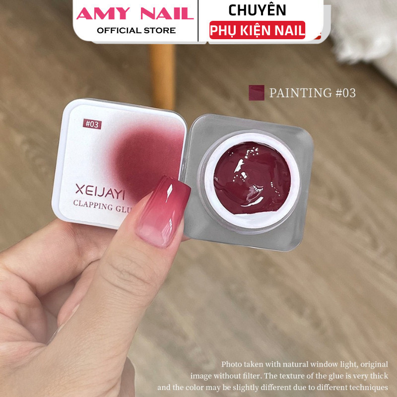 Gel dặm ombre nail XEIJAYI , MONJA dạng hũ, gel loang ombre siêu đặc mướt - Bông mút dặm ombre kèm b