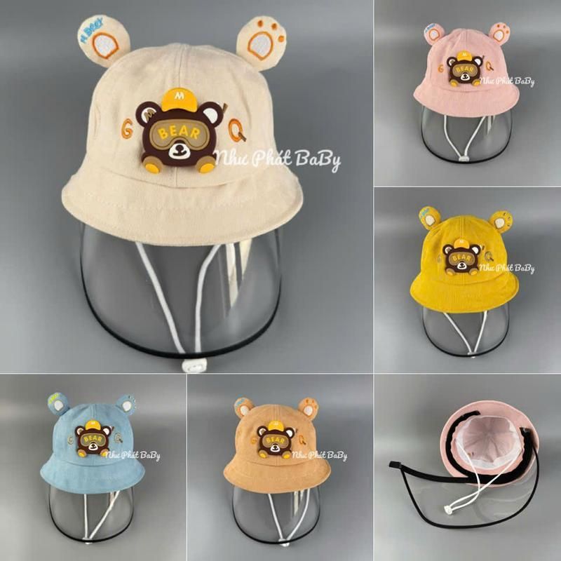 [ Mũ Nón Trẻ Em 1 Tuổi - 2 Tuổi ] Mũ chắn gió đi đường cản bụi CON GẤU cho trẻ em - Nón chắn giọt bắ