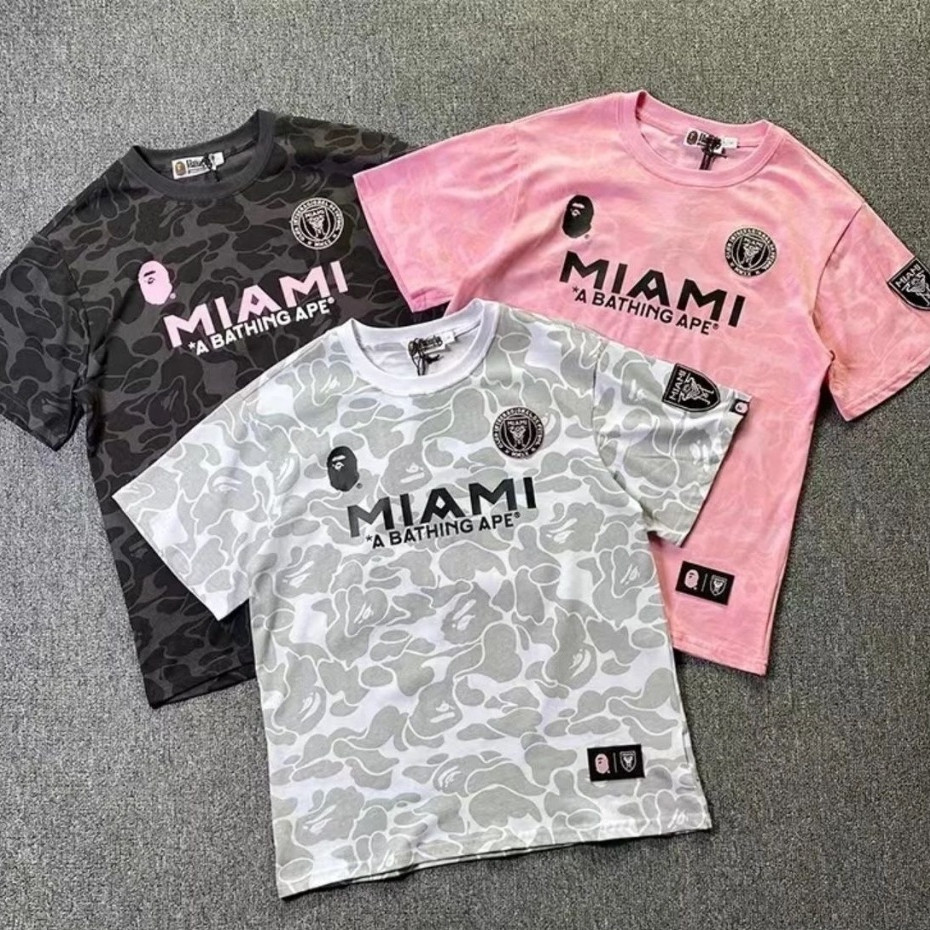 Bape x Miami Áo Unisex Tay Ngắn Thun Thoải Mái