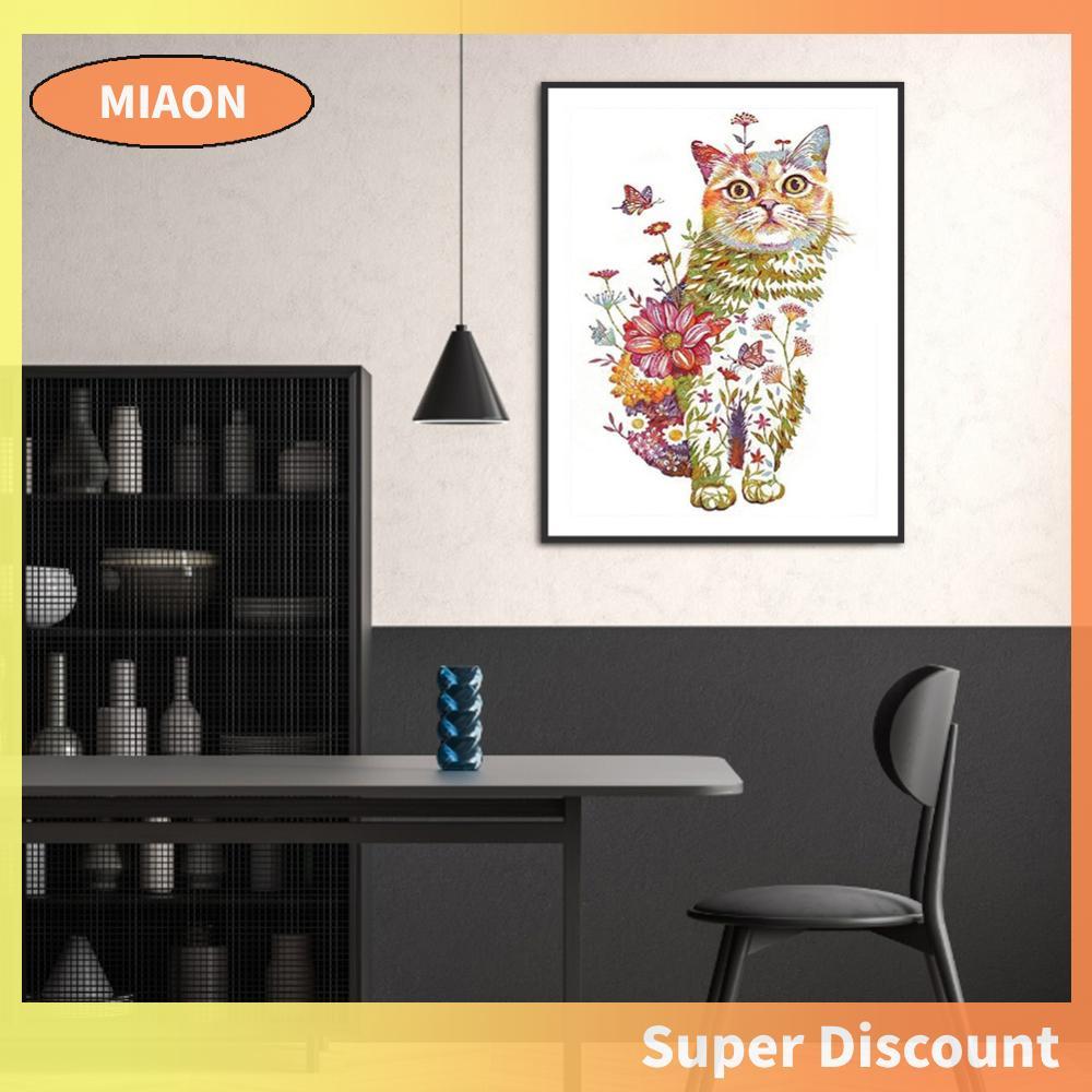 [miaon.vn] 5D DIY Kitten Flowers Full Round Diamond Painting Kit Tác phẩm nghệ thuật khảm nhựa