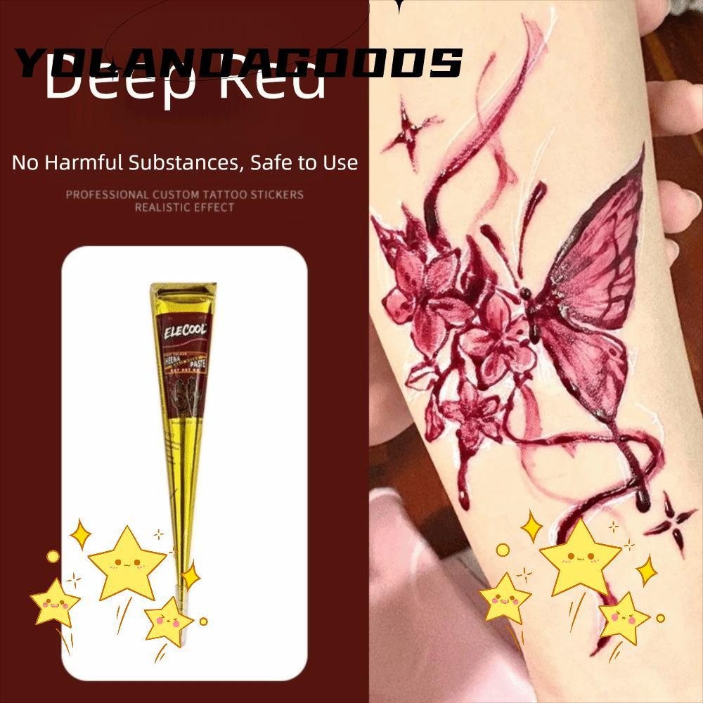 Kem Xăm YOLA Henna, Màu Nâu Đen Dễ Sử Dụng Henna Dán Nón, Mehndi Tạm Thời Bán Lâu Dài Henna Kem Henn