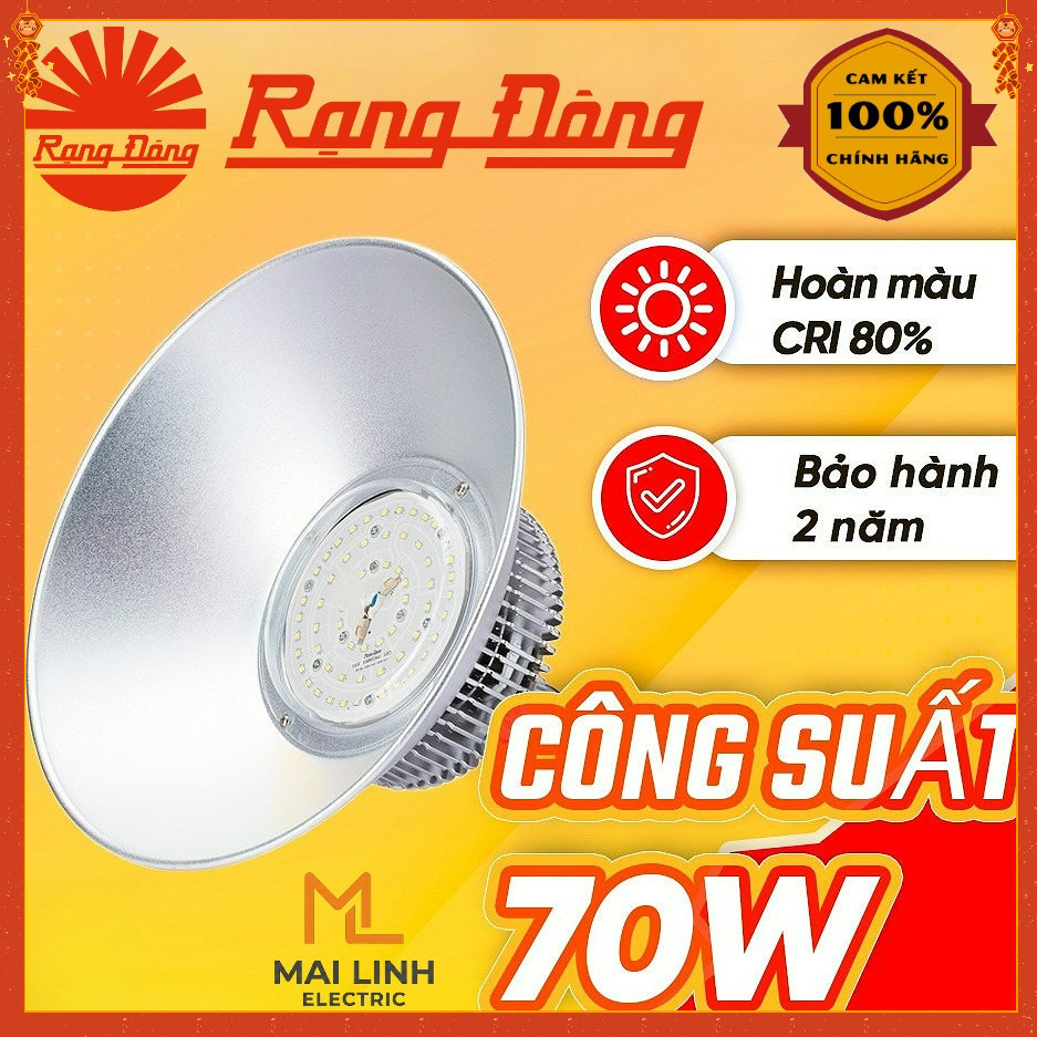 {Rạng Đông} Đèn led Highbay nhà xưởng 70W Nhôm Đúc - Đèn chiếu công nghiệp -Tản nhiệt, chiếu sáng li