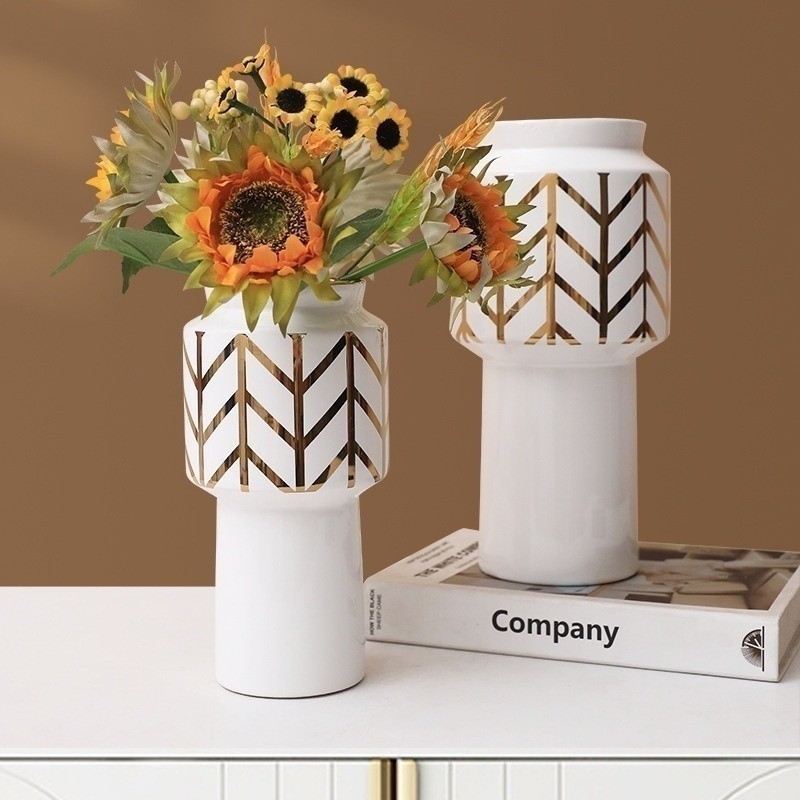 DADA Home & Living DD6 Hiện Đại Sáng Tạo Hình Học Đường Bạch Kim Gốm Thủy Canh Bình Trang Trí Mềm Mạ