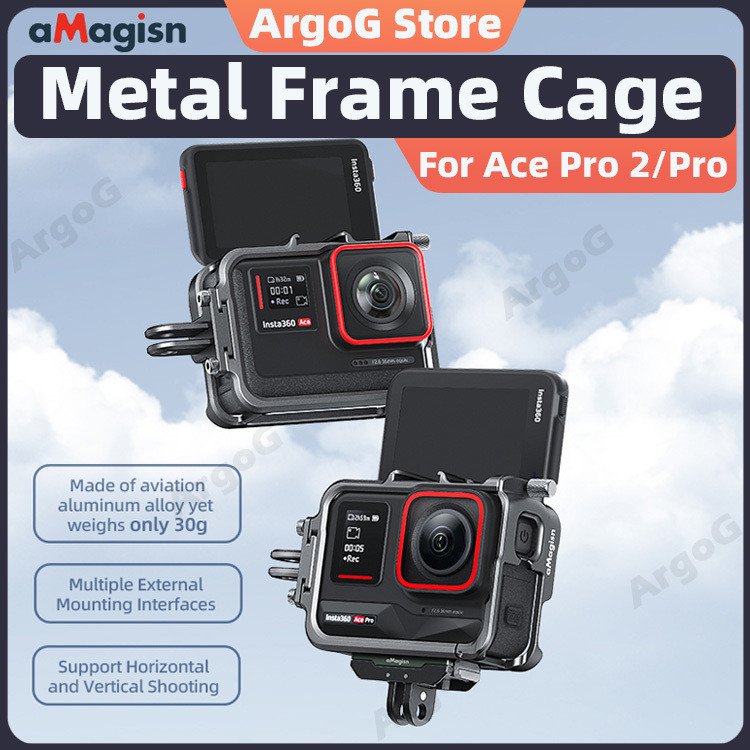 Lồng khung nhôm aMagicsn cho Insta360 Ace Pro 2 / Ace Pro / Ace Vỏ bảo vệ kim loại bền bỉ với phụ ki