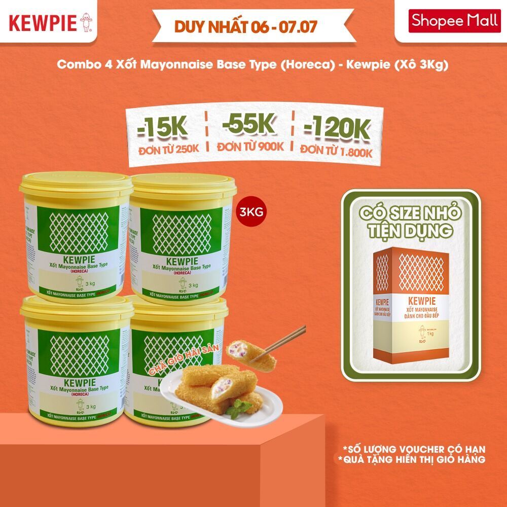 Combo 4 Xốt Mayonnaise Base Type (Horeca) - Kewpie (Xô 3Kg)