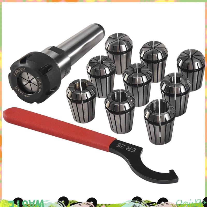 9 Chiếc Er25 Lò Xo Collets + 1 Cái Mt3 Er25 Collet Chuck Morse Côn Giá Đỡ Cho Cnc Phay Tiện Dụng Cụ