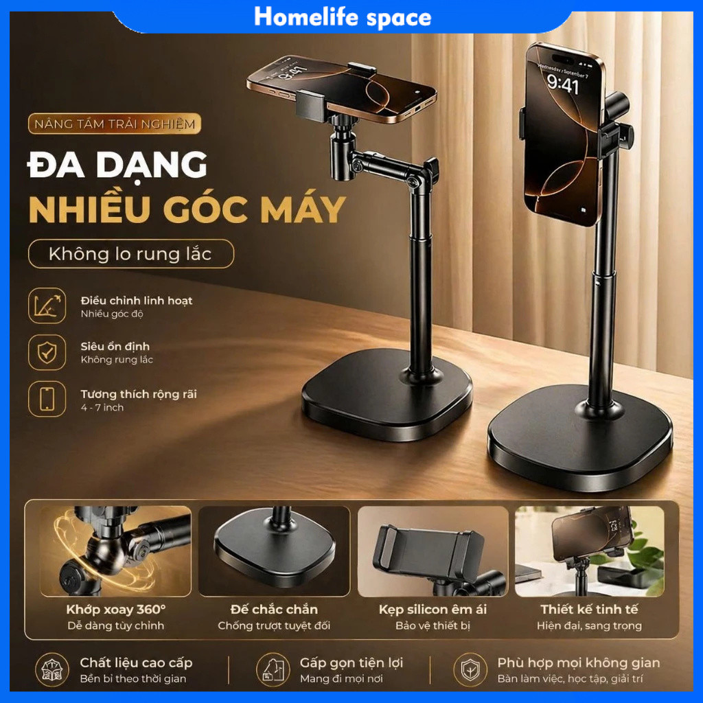[📢Free shipping🕹️]Giá đỡ điện thoại livestream quay video review sản phẩm xem phim quay 360 độ