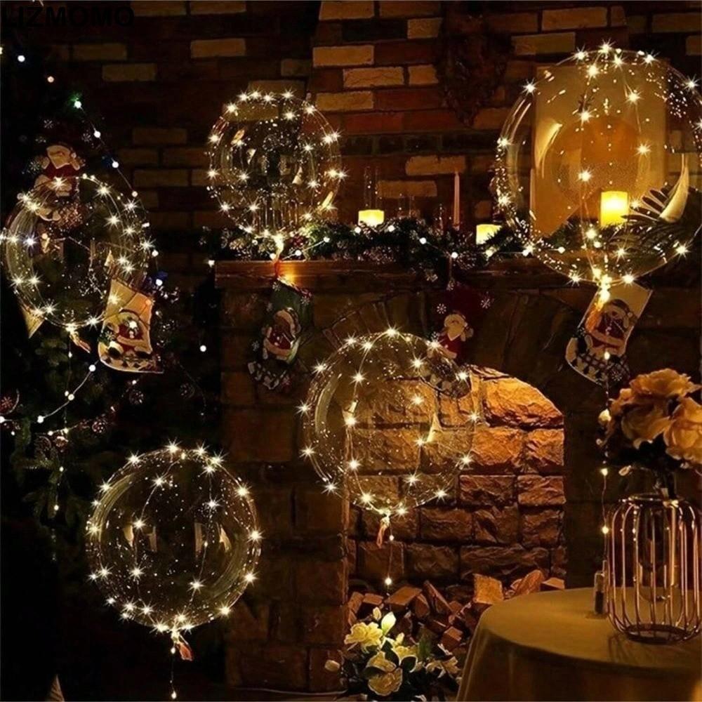LIZMOMO 5 / 10 Bóng Bay Nổi, Bóng Bay Bobo LED Ánh Sáng Ấm Áp Trong Suốt, Có Dây Đeo Ánh Sáng Bóng P