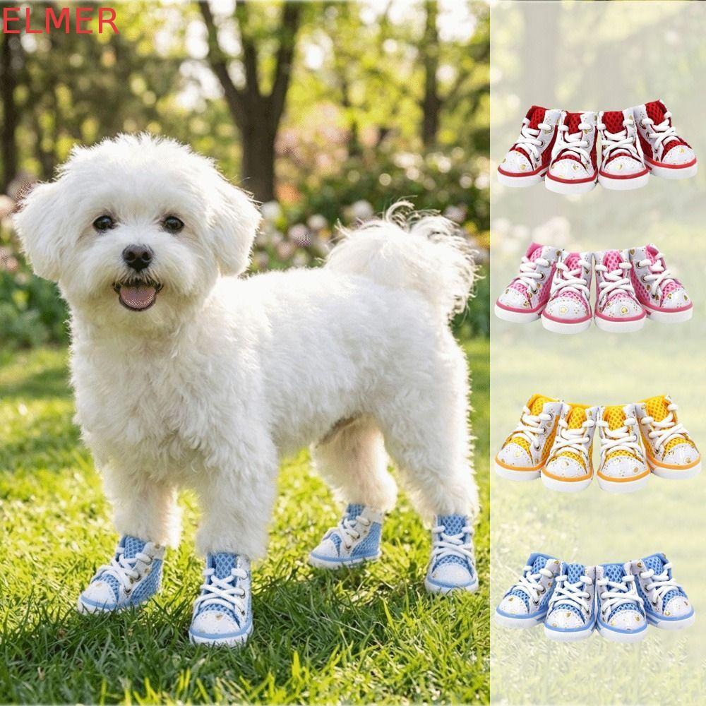 Giày vải thú cưng ELMER, Giày lưới chó chống trượt thoáng khí, Vỏ chân chó con có thể điều chỉnh chố