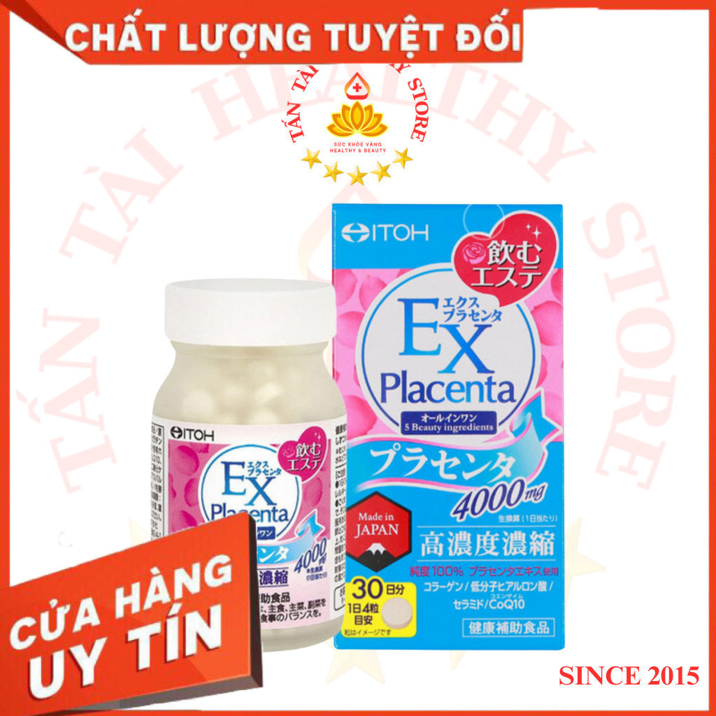 ✅[CHÍNH HÃNG, CHO KIỂM HÀNG] Viên Uống Naris Itoh EX Placenta Từ Nhau Thai 4000mg (Mới)