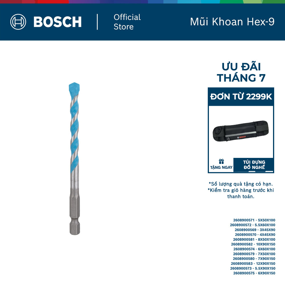 Mũi khoan bê tông Bosch Hex-9 đa năng