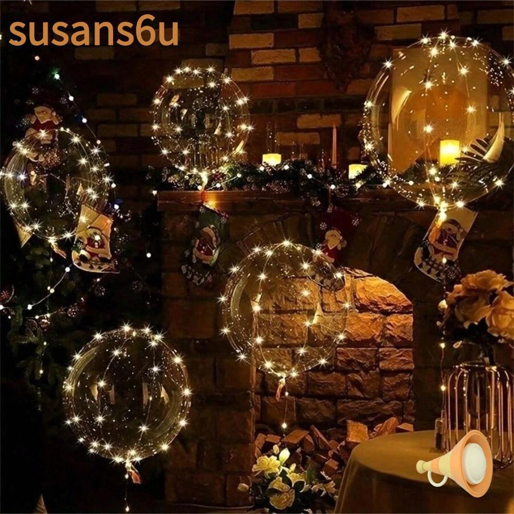 SUSAN 5 / 10 Bóng Bay LED Bobo, Bóng Bay Nổi Trong Suốt Ánh Sáng Ấm Áp, Sáng Tạo Với Dây Đeo Ánh Sán