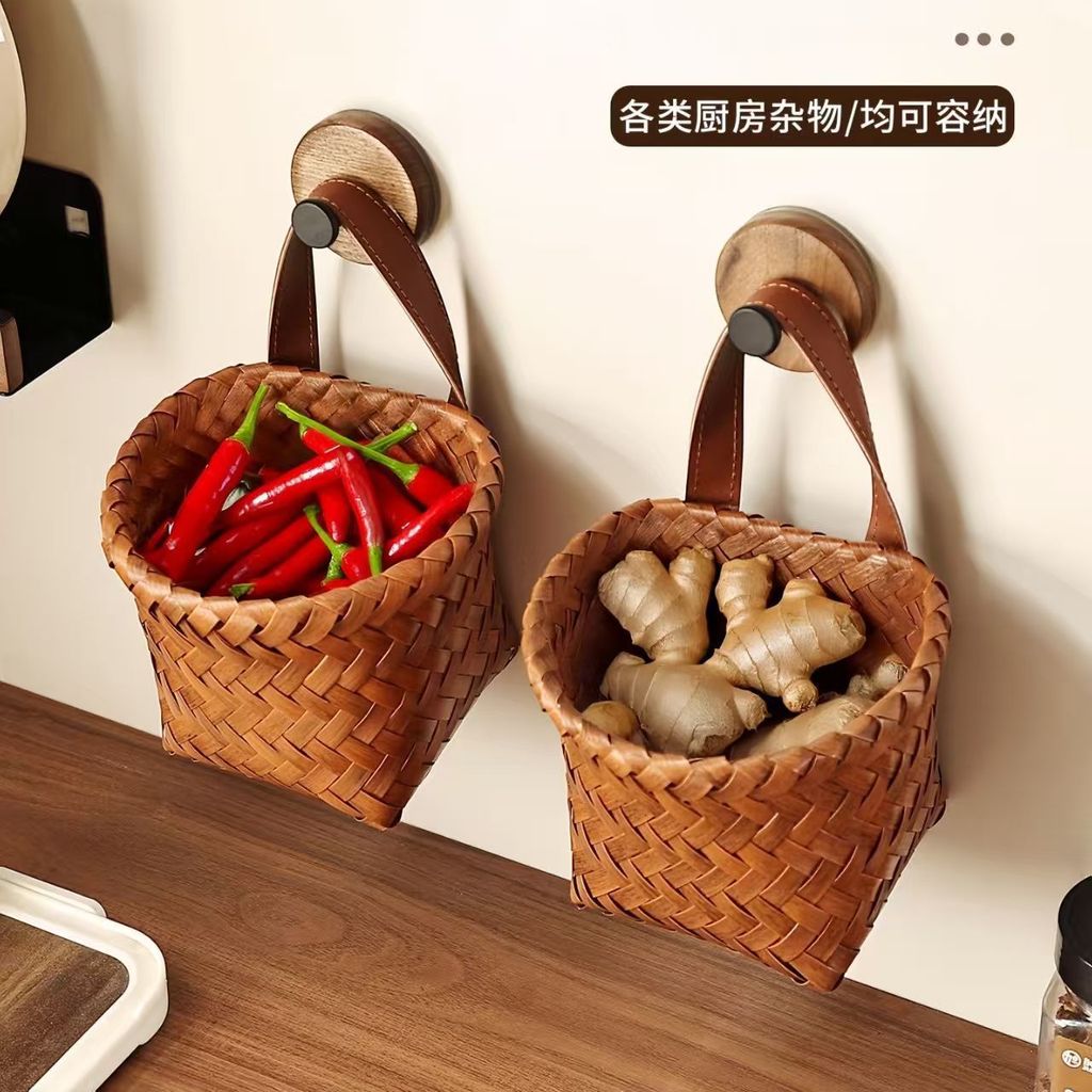 Preferred#Kitchen onion, ginger, garlic storage basket, multifunctional household wall-mounted woven