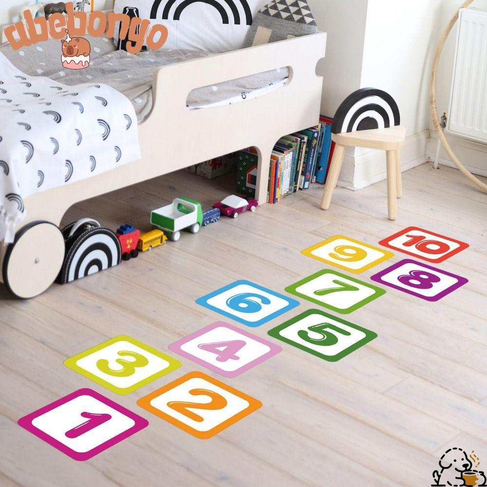 ABEBONGONONY Miếng Dán Sàn Hopscotch, Đề Can Trò Chơi Số Lưới Nhiều Màu 10 / 15 / 20cm, Chống Thấm N