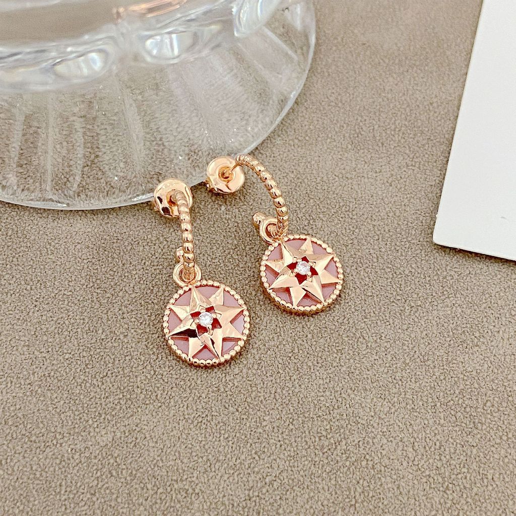 Earrings with eight-pointed star and double compass design, detachable women's earrings