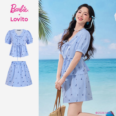 Barbie™ X Lovito Áo Phong cách thường ngày hoặc Quần Buộc Phía Trước Áo Xuân/Hè cho Nữ LB1AD046