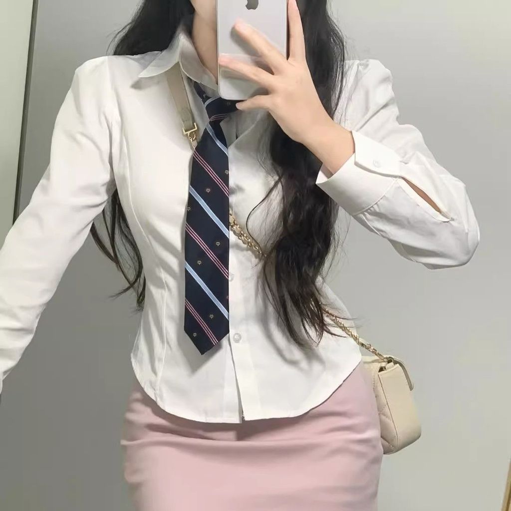 Đồng Nhất Áo Sơ Mi jk Eo Series Phù Hợp Với Slim-fit Màn Hình Trăm Nữ Dài Tay Muốn Làm Việc Niche Tr