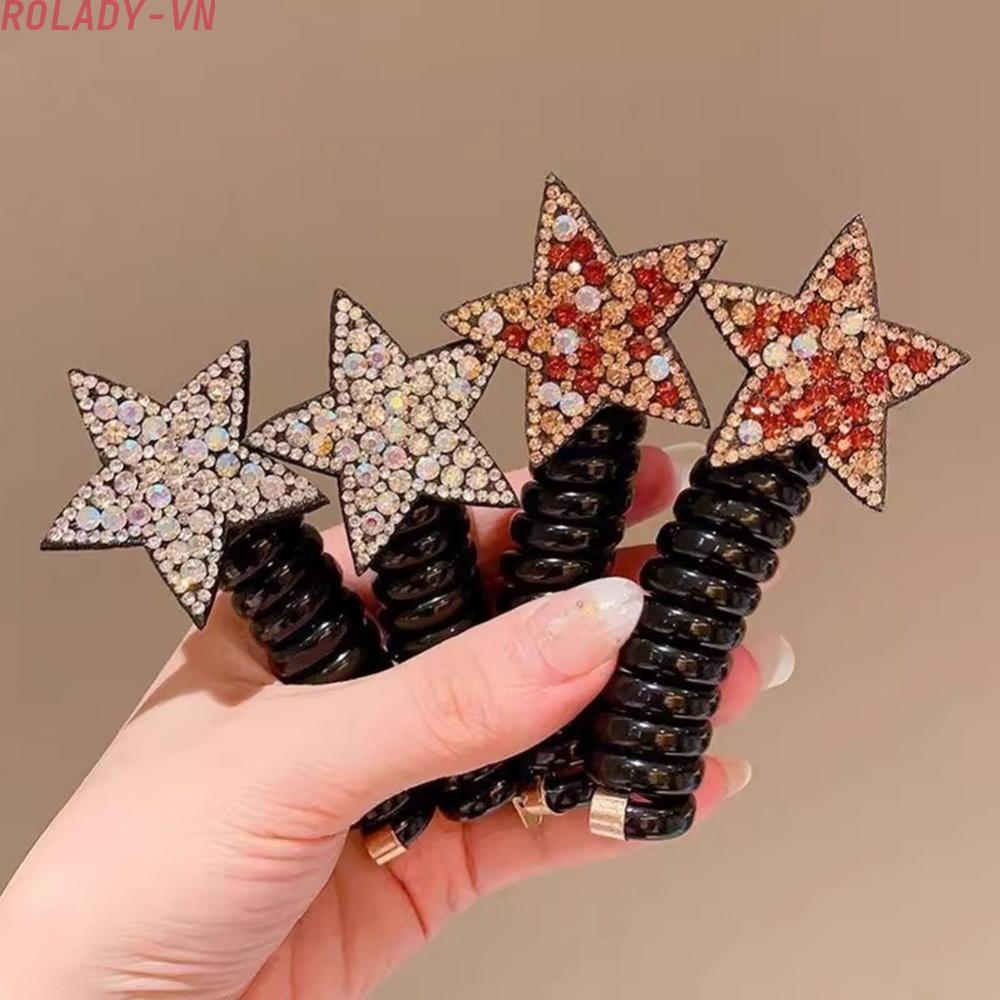 #ROYALLADY#Rhinestone Hair Tie Comfortable All Day Five-pointed Star Shape Gentle On Hair