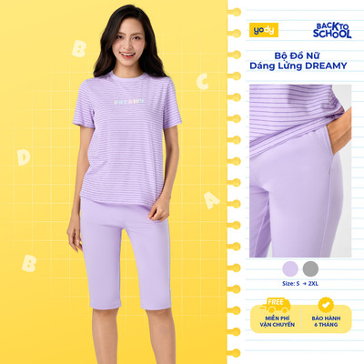 Bộ đồ nữ YODY set áo thun quần lửng, vải cotton thoải mái, mát nhẹ WCST26S004
