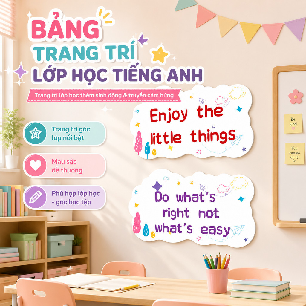 Tranh Fomex  Hình Trang Trí lớp học tiếng Anh mẫu giáo, thư viện, lớp học thêm (2050)