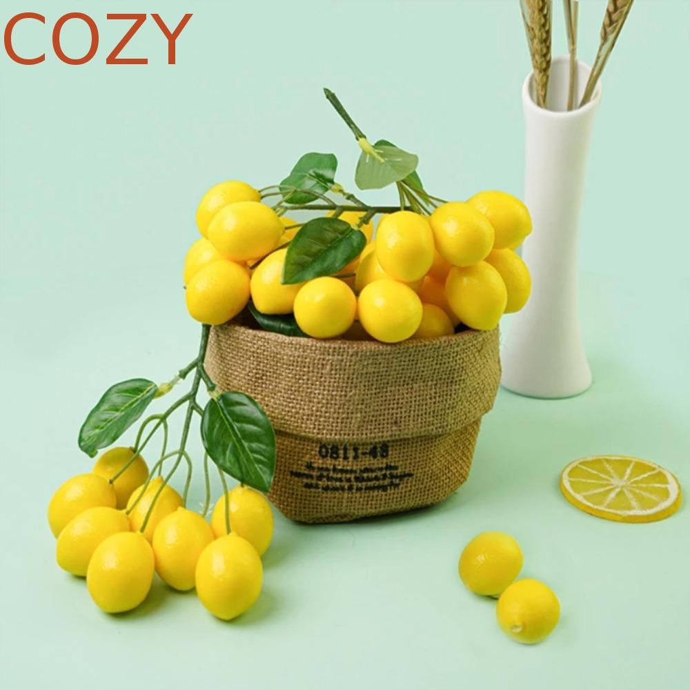 Dây nhân tạo COZY, DIY Mô phỏng thanh lịch Nhánh chanh, Bọt vàng giả Handmade giống như thật Đồ dùng