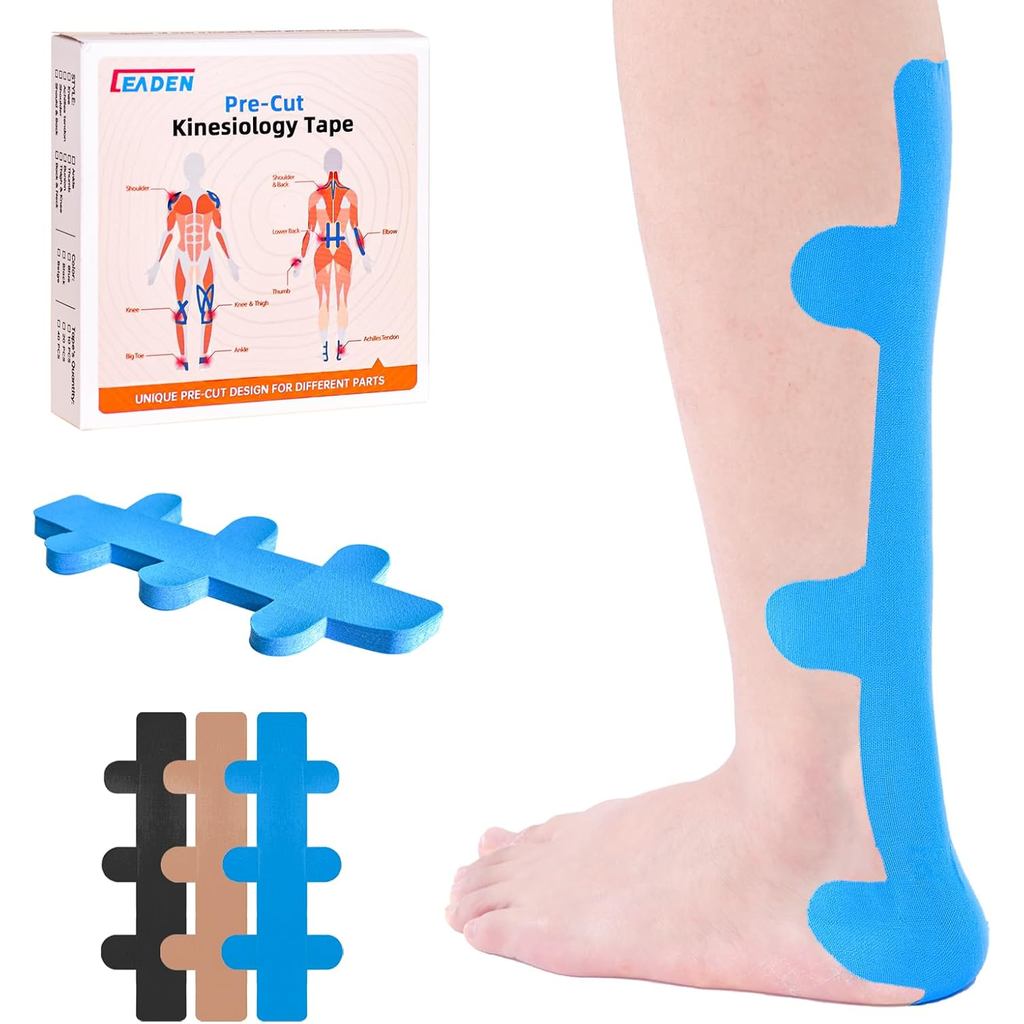 Băng Kinesiology cắt sẵn cho gân Achilles, 10 chiếc - Băng thể thao giảm viêm gân Achilles, Hỗ trợ g