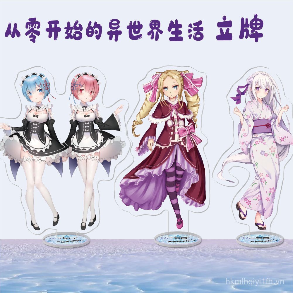 Re: Zero Bắt Đầu Cuộc Sống Ở Thế Giới Khác Anime Acrylic Đứng Natsuki Subaru Rem Pack Máy Tính Để Bà