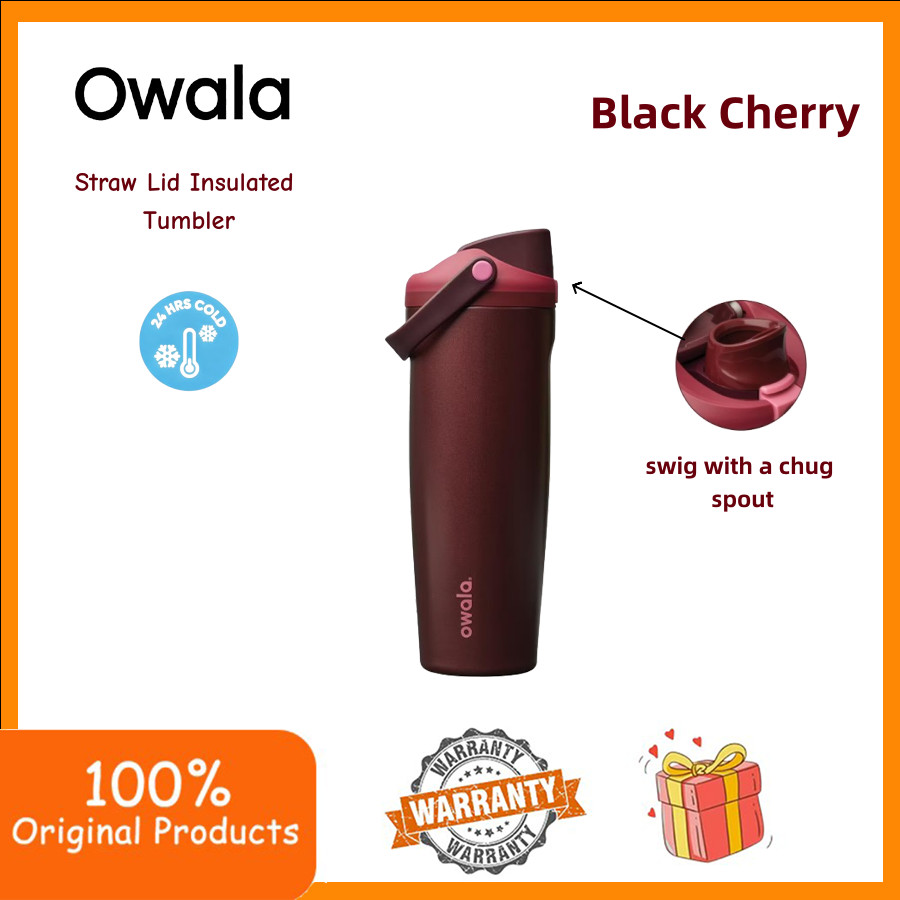 Owala 30oz Đen Anh Đào Thép Không Gỉ Tumbler Hút Chân Không Lạnh 24H FreeSip Tahan Sejuk Dung Tích L