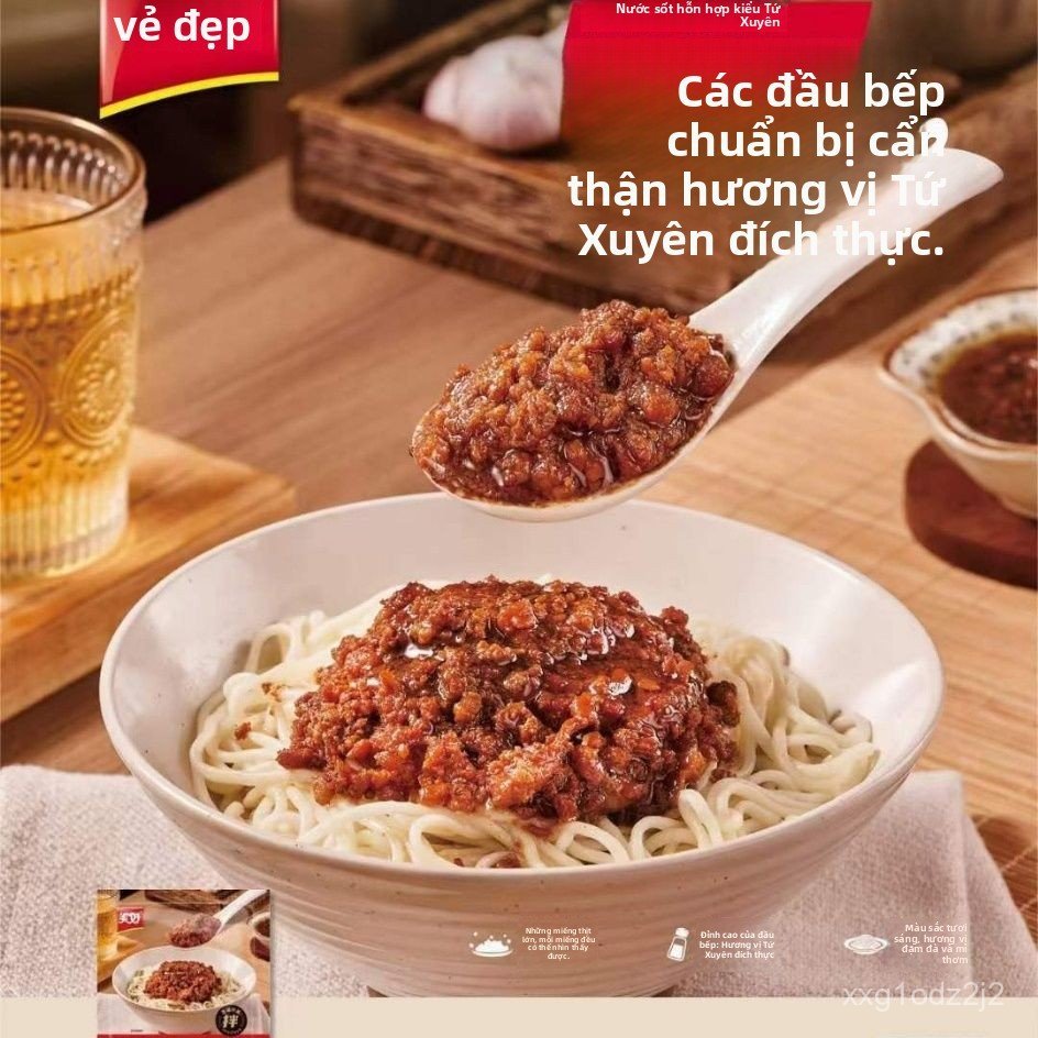 Sốt thịt heo băm Tứ Xuyên Meihao vị cay thơm dùng cho bún phở mì trộn gia vị thơm ngon bán chạy giao