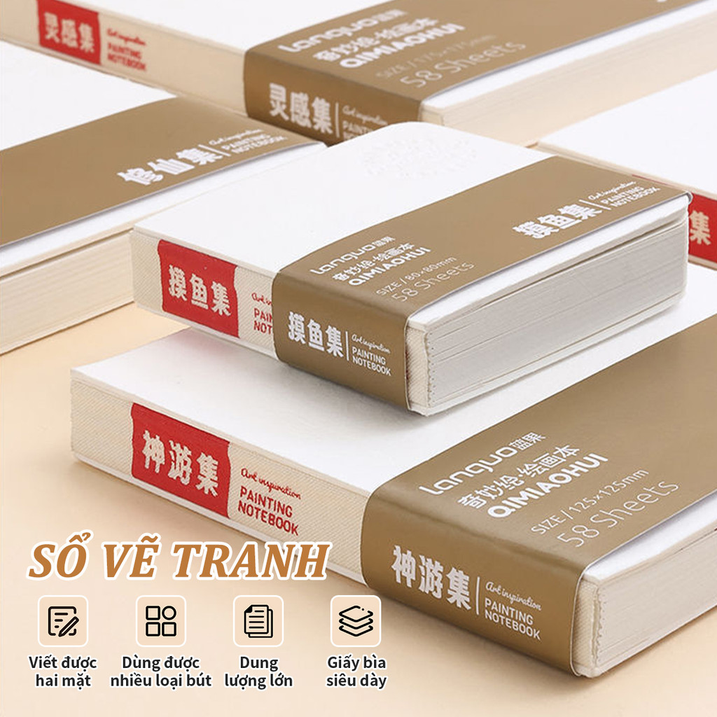 Sổ Tay 116 Trang,Sổ Vẽ Phác Thảo Mini Cho Màu Nước Acrylic,Giấy Vẽ Siêu Dày 200G,Chịu Trầy Xước Khôn