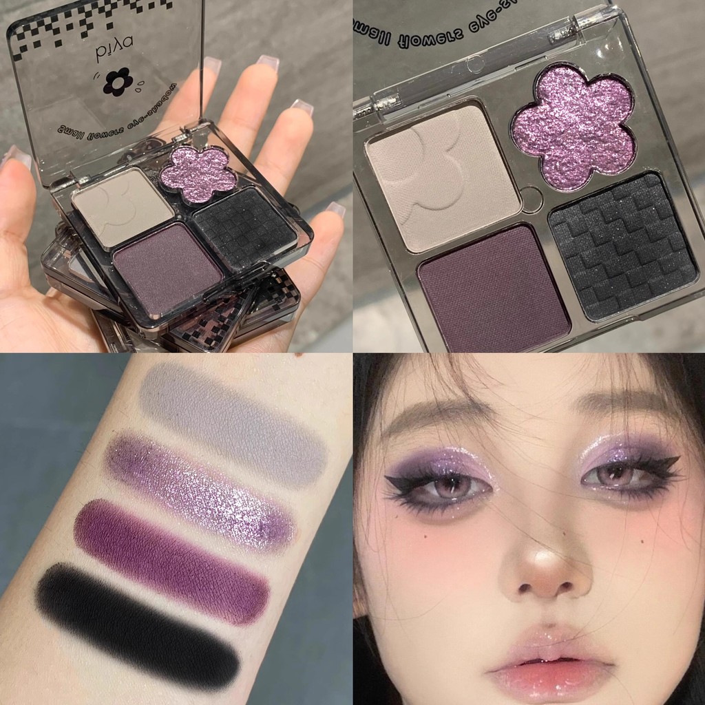 bảng mắt 4 ô bảng mắt nhũ Biya Biya Biya Fantasy Blurred Bốn Màu Phấn Mắt Matte Pearlescent Fine Nhấ