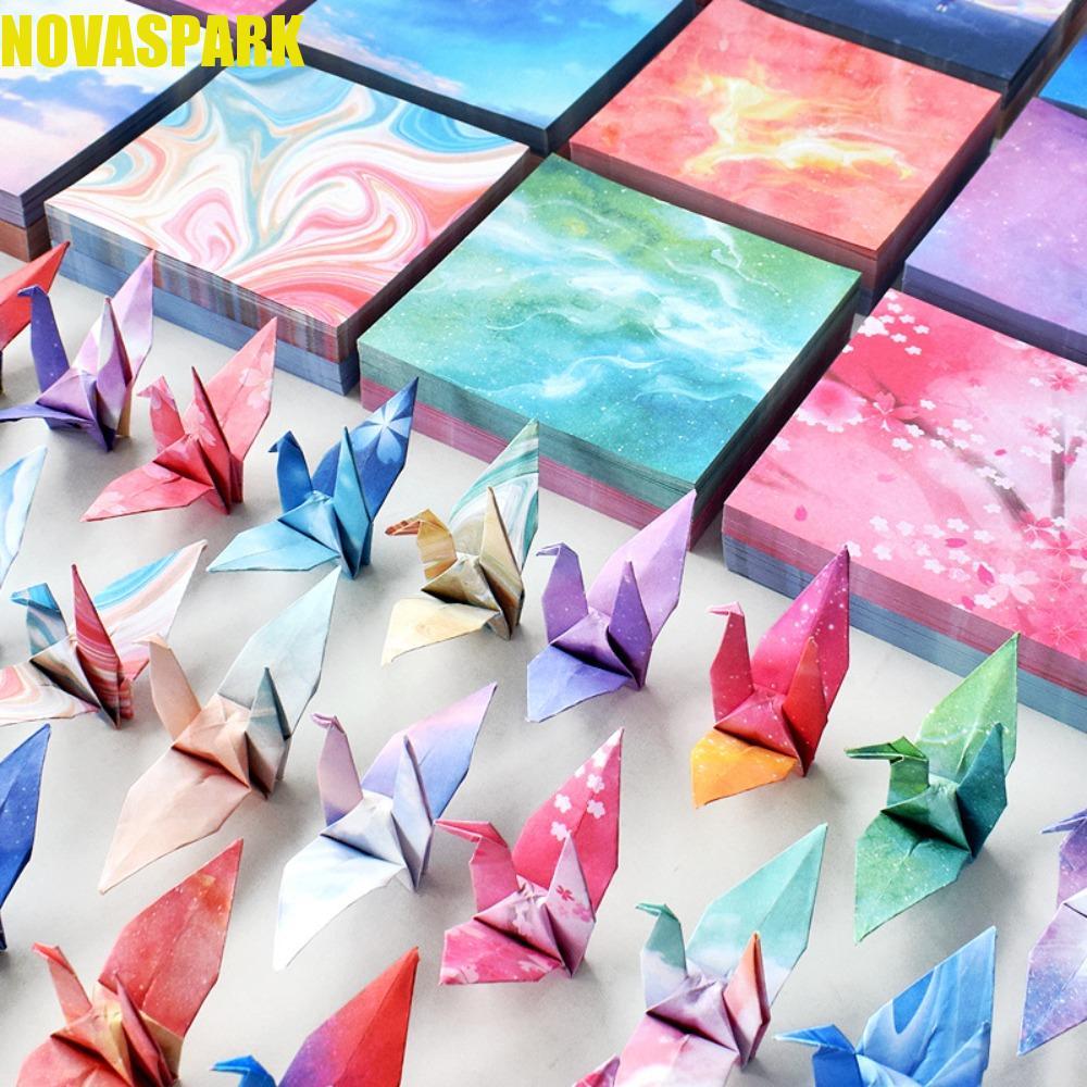 NOVASPARK 400 Chiếc Giấy Gấp Nhiều Màu Sắc, Chất Liệu Nghệ Thuật Thêu Sò Bầu Trời Đầy Sao Giấy Origa