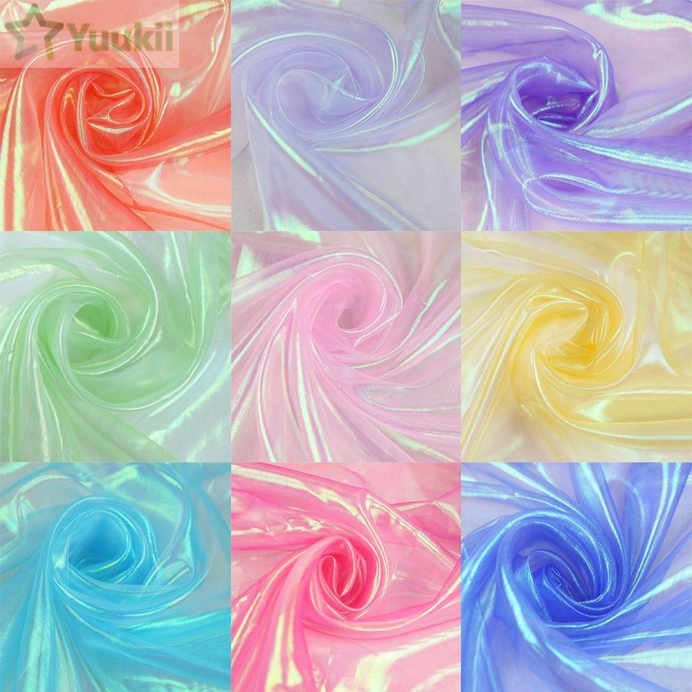 Vải Organza YUUKII, Vải tuyn Laser Mỏng Sáng Bóng, Trang Trí Vải Tulle Trong Suốt Organza Váy Thiết 