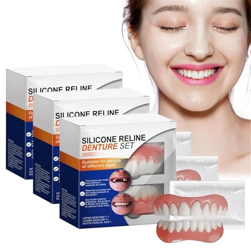 Bộ răng giả silicon Reline, Răng giả silicon, Sửa chữa răng giả mềm bằng silicon, Răng giả trên và d