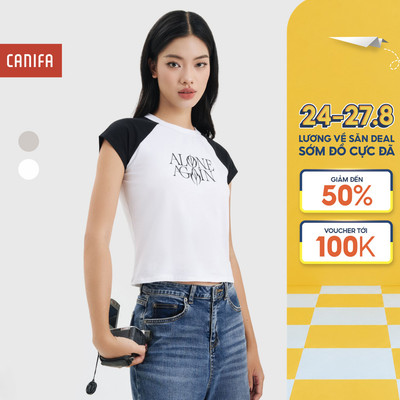 Áo phông nữ CANIFA tay cộc dáng ôm 6TS25S004