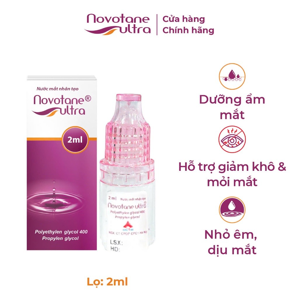 Nước mắt nhân tạo Novotane Ultra , nước nhỏ mắt cấp ẩm cho mắt đeo lens/trang điểm