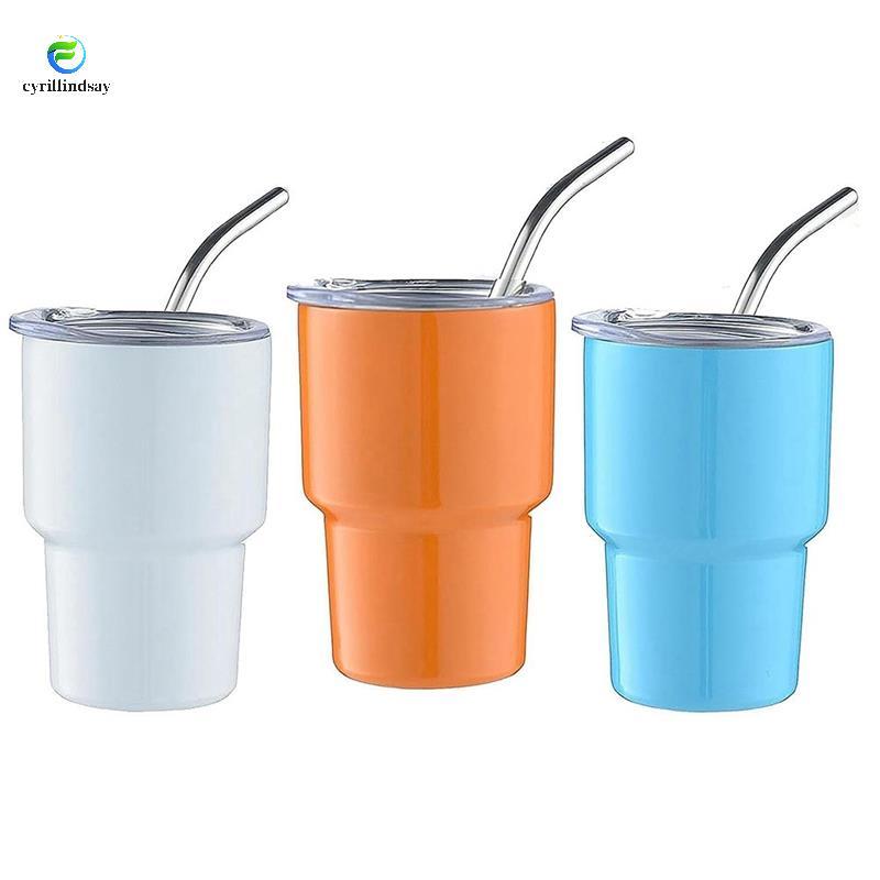 3 Gói Mini Tumbler Shot Glass Double Wall Tumbler Shot Glass Có Ống Hút & Nắp, 2Oz (C)