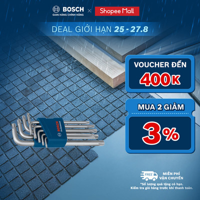 Bộ chìa vặn 9 món đầu bông/ đầu lục giác chữ L Bosch chất lượng chuẩn Đức