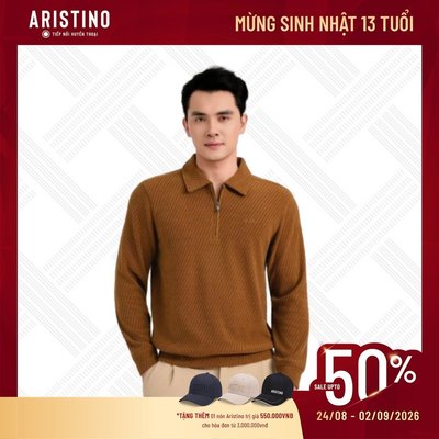 ARISTINO Áo Halfzip Nam Họa Tiết Jacquard Regular Fit AHZ003BS0 Polyester Co Giãn Mềm Mịn Mỏng Nhẹ