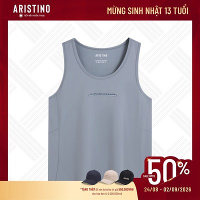 Áo Ba Lỗ Tanktop Nam Aristino tone màu xám basic dễ phối đồ phù hợp các hoạt động thể thao ATT004AS0