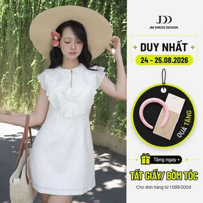 Đầm thắt nơ 2 tầng bèo đổ ngực 1S36.2504OG, Váy công sở nữ, Đầm tiểu thư dự tiệc đi chơi thiết kế bởi JM Dress Design