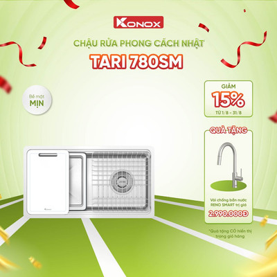 [TẶNG VÒI] Chậu rửa bát inox 1 hố Konox TARI 780SM phong cách Nhật bề mặt MỊN - Bảo hành 10 năm
