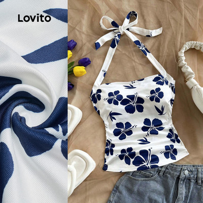 Lovito Kỳ nghỉ Áo phong cách cột dây xếp ly mùa xuân/hè cho nữ L172LD1798