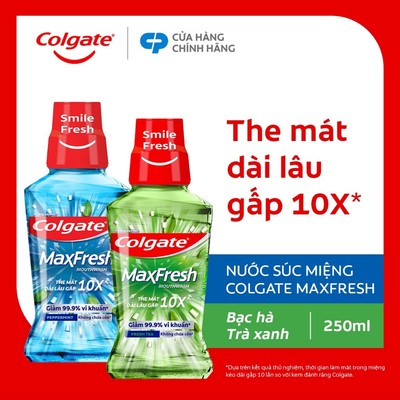Nước súc miệng Colgate Maxfresh the mát dài lâu gấp 10X - diệt 99,9% vi khuẩn - 250ml