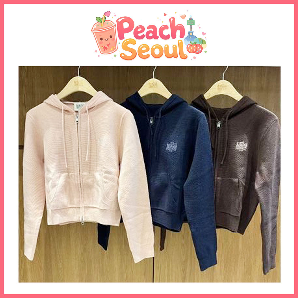 [MARITHE FRANCOIS GIRBAUD] W RIBBON CLASSIC LOGO CROP KNIT HOODIE ZIPUP _ Từ Hàn Quốc