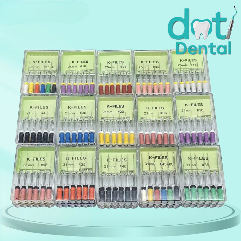 Dụng cụ nha khoa Rễ Cannal Endo K File 21 / 25 / 31mm Dụng cụ nội nha bằng thép không gỉ Nha sĩ Nha 