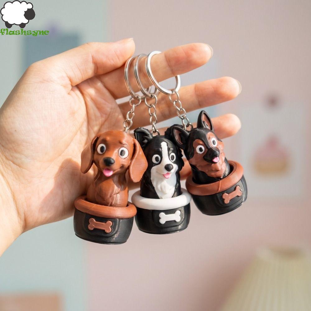 FLASHSYNC Xúc Xích Chó Clicker Móc Khóa, Nhựa 3D In Clicker Đồ Chơi Móc Khóa, Mini Fidget Đồ Chơi Di