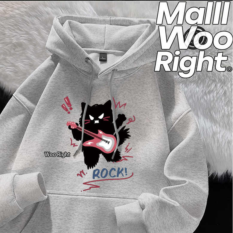 COD Woo Right Nam Áo Khoác Màu Xám In Hình Wright Ngực Trái Họa Tiết Đàn Guitar Hoạt Hình Đơn Giản R