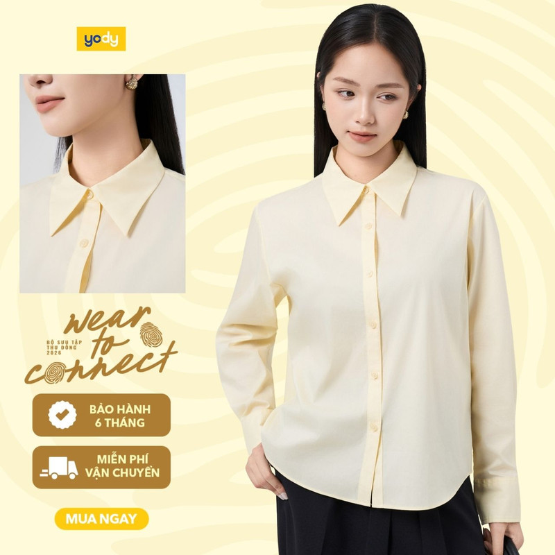 [BST Easy Office] Áo Sơ-mi nữ YODY form relax fit cotton blend essential WCSH26A004