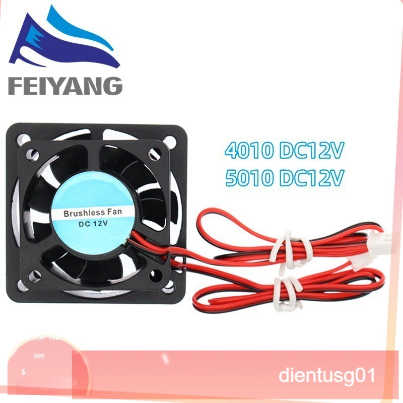 313 Quạt Tản Nhiệt Không Chổi Than 4010 40x40X10 5010mm 50x50x10 2Pin DC 12V Cho Máy In 3D